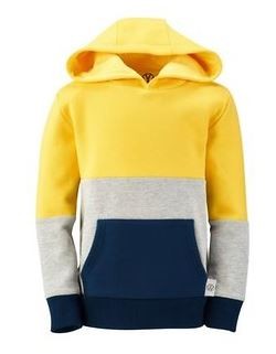 Kinder Kapuzen-Pullover 98/104, Dunkelblau/Gelb/Hellgrau
