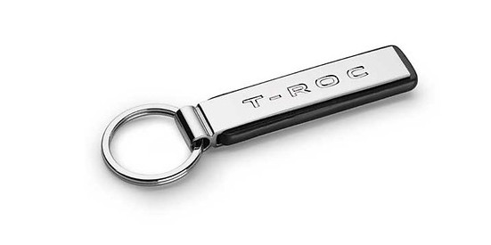 Schlüsselanhänger T-Roc Schriftzug, Metall/Leder